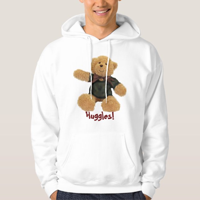 Huggles Cute Teddy Bear Girls' Hoodie (Front)