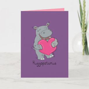 Huggopotamus Valentine's Day Hippo Greeting Card
