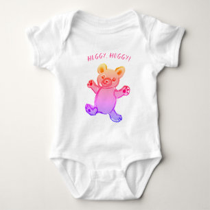 Huggy, huggy, colourful teddy bear baby bodysuit