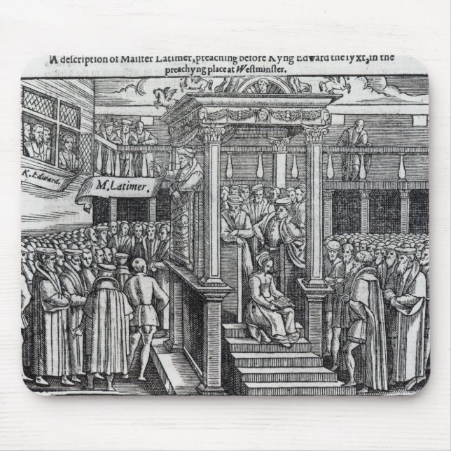 Hugh Latimer  Preaching before King Edward VI Mouse Mat (Front)