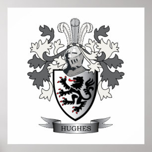 Hughes Family Crest Coat of Arms Poster