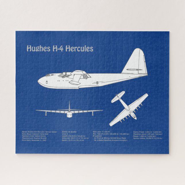 Hughes H-4 Hercules Spruce Goose - Aeroplane Plans Jigsaw Puzzle (Horizontal)