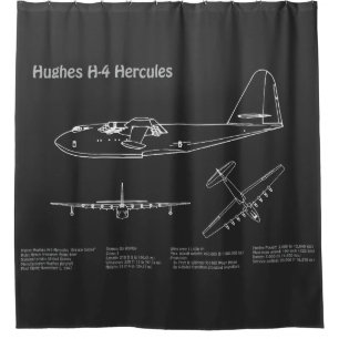 Hughes H-4 Hercules Spruce Goose - Aeroplane Plans Shower Curtain