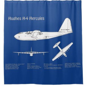 Hughes H-4 Hercules Spruce Goose - Aeroplane Plans Shower Curtain