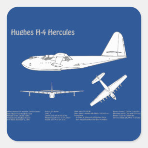 Hughes H-4 Hercules Spruce Goose - Aeroplane Plans Square Sticker