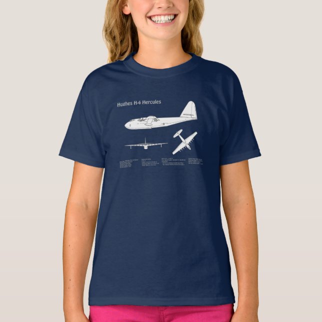 Hughes H-4 Hercules Spruce Goose - Aeroplane Plans T-Shirt (Front)