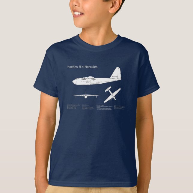Hughes H-4 Hercules Spruce Goose - Aeroplane Plans T-Shirt (Front)