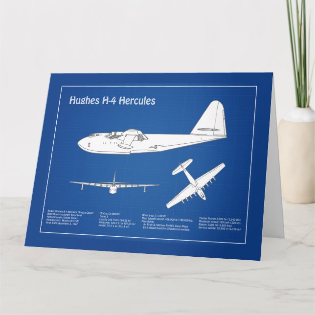 Hughes H-4 Hercules Spruce Goose - Aeroplane Plans Thank You Card (Front)
