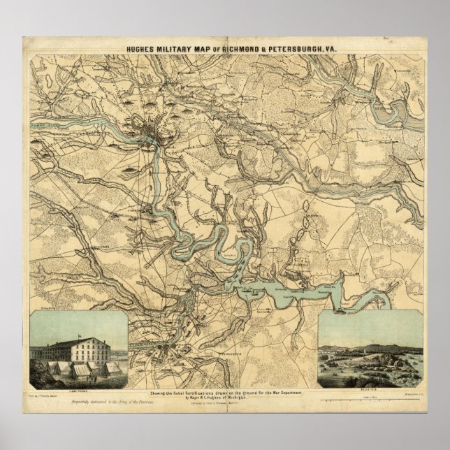Hughes Military Map Of Richmond and Petersburgh Poster (Front)