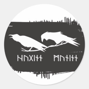 Huginn and Muninn Viking Ravens Norse Ink Classic Round Sticker