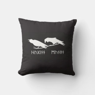 Huginn and Muninn Viking Ravens Norse Ink Cushion