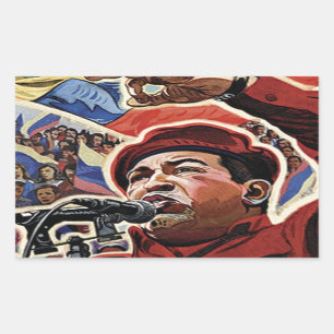 Hugo Chavez - Cartoon Revolution style Rectangular Sticker