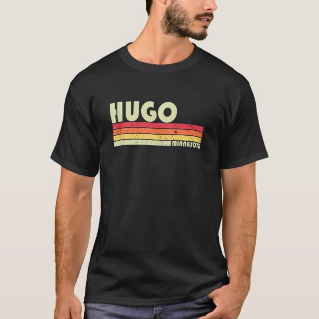 HUGO MN MINNESOTA Funny City Home Roots Gift Retro T-Shirt (Front)