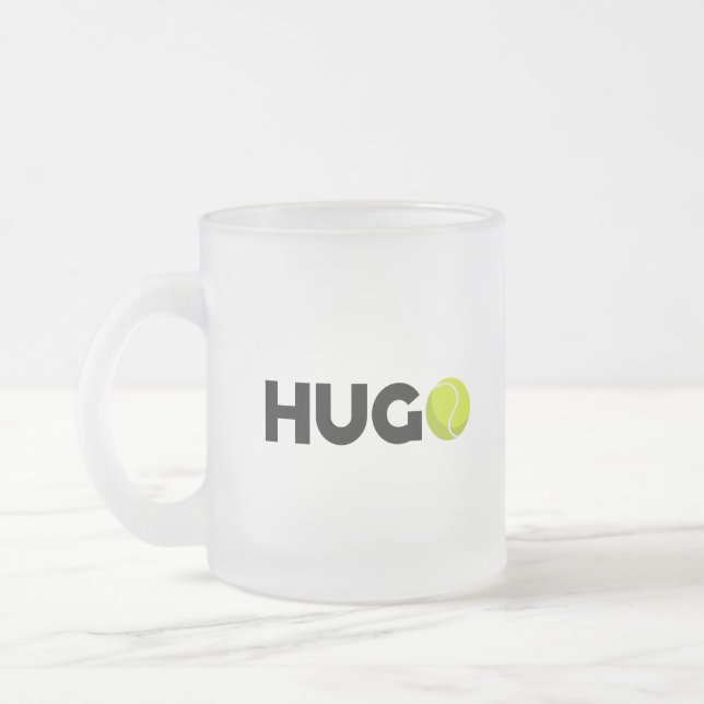Hugo Tennis Frosted Glass Coffee Mug (Left)