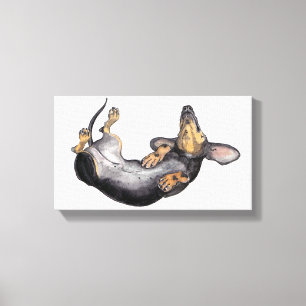 Hugo the dachshund sleeping canvas wall art