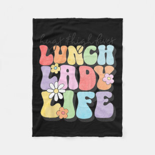 Hugs Amp; High Fives Lunch Lady Vibes School Appre Fleece Blanket