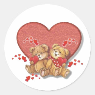 Hugs and Kisses Bears Classic Round Sticker
