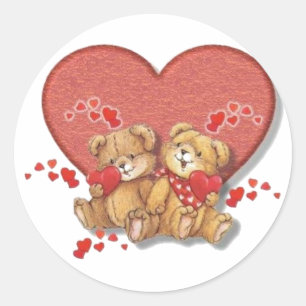 Hugs and Kisses Bears Classic Round Sticker