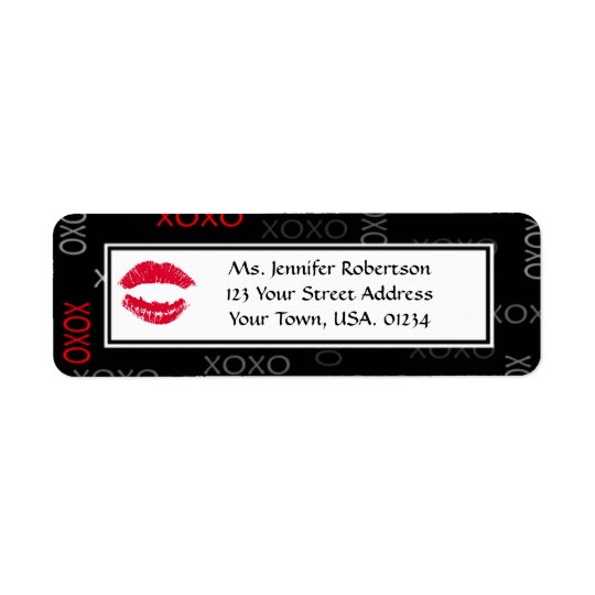 Hugs and Kisses Black Red Wedding Return Address Return Address Label