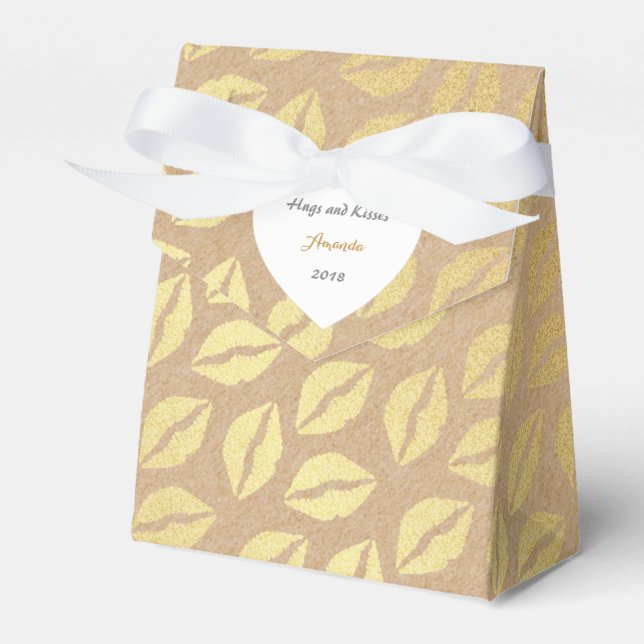 Hugs and Kisses Cardboard Birthday Wedding Favor Favour Box (Front Side)