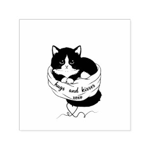 hugs and kisses cat lover's self-inking stamp