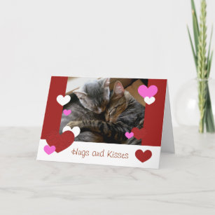 Hugs and Kisses Cats Valentine's Day Greeting Card
