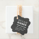 Hugs and Kisses Chocolate Wedding Chalkboard Favour Tags<br><div class="desc">Custom-designed wedding favour tags featuring "Hugs and Kisses from the New Mr. and Mrs." typography design. Personalise with bride and groom's names and wedding date. Perfect for Hershey's Kisses wedding favours and gifts.</div>