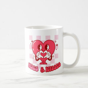 "Hugs and Kisses"   Cute & Loving Pink Heart Coffee Mug