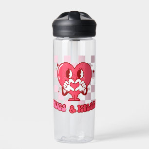 "Hugs and Kisses"   Cute & Loving Pink Heart Water Bottle