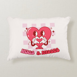 Hugs and Kisses   Cute Pink Heart Love Decorative Cushion