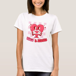 Hugs and Kisses Cute Pink Heart Love T-Shirt