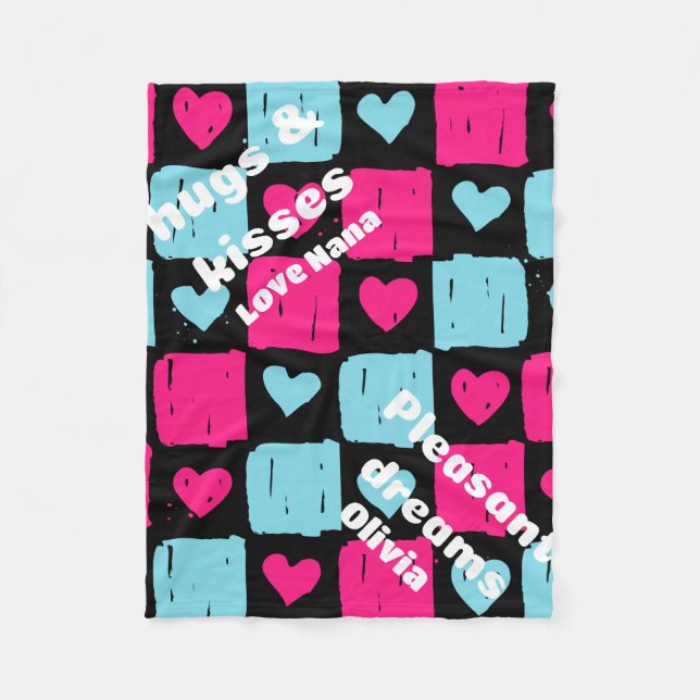 Hugs and kisses fleece blanket (Front)