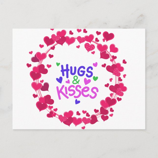 Hugs and kisses for valentine postcard (Front)