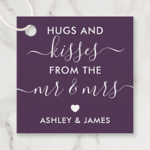 Hugs and Kisses from the Mr and Mrs Deep Purple Favour Tags