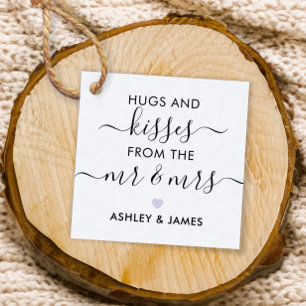Hugs and Kisses from the Mr and Mrs Tag, Lavender Favour Tags
