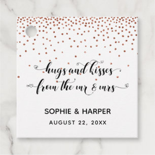 Hugs and Kisses from the Mr & Mrs Hearts on Copper Favour Tags