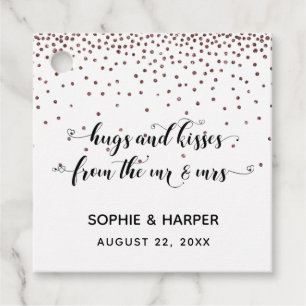 Hugs and Kisses from the Mr & Mrs Hearts Rose Gold Favour Tags