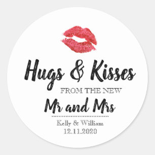 Hugs and Kisses from the new Mr and Mrs Stickers