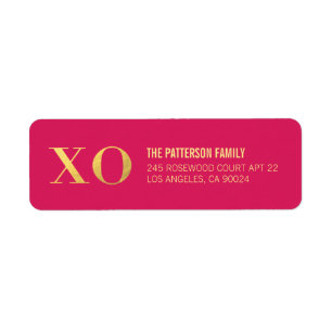 Hugs and Kisses Gold Shine Address Labels