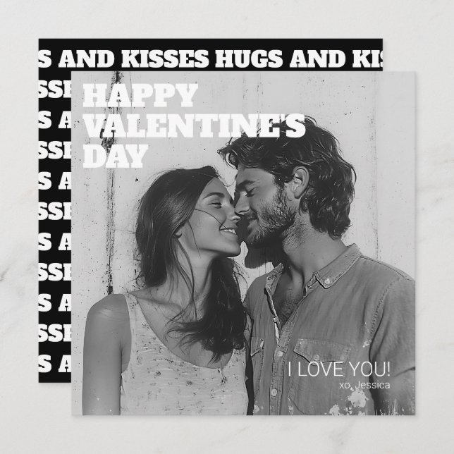 Hugs and Kisses Happy Valentine's Day to Husband Holiday Card (Front/Back)