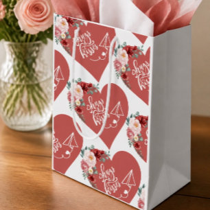 Hugs and Kisses Heart Medium Gift Bag