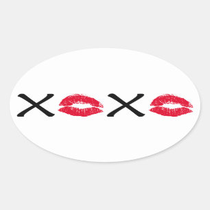 Hugs and Kisses Oval Sticker
