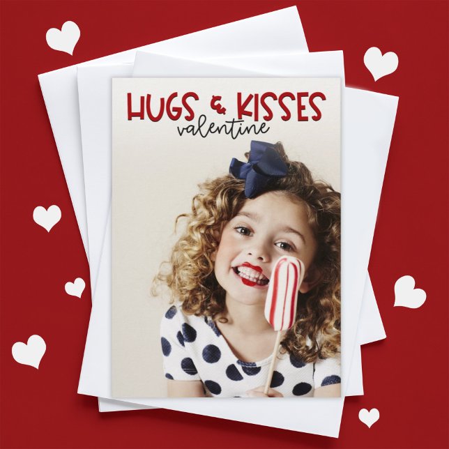 Hugs and Kisses Photo Valentine Holiday Card (Creator Uploaded)
