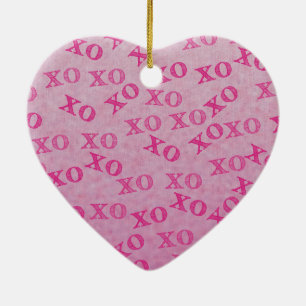 Hugs And Kisses Pink XO XO Ceramic Tree Decoration