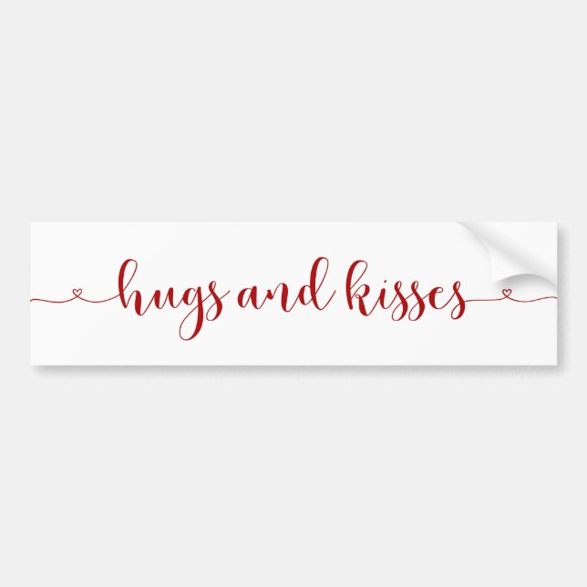 Hugs and Kisses Valentine's Day Bumper Sticker (Front)