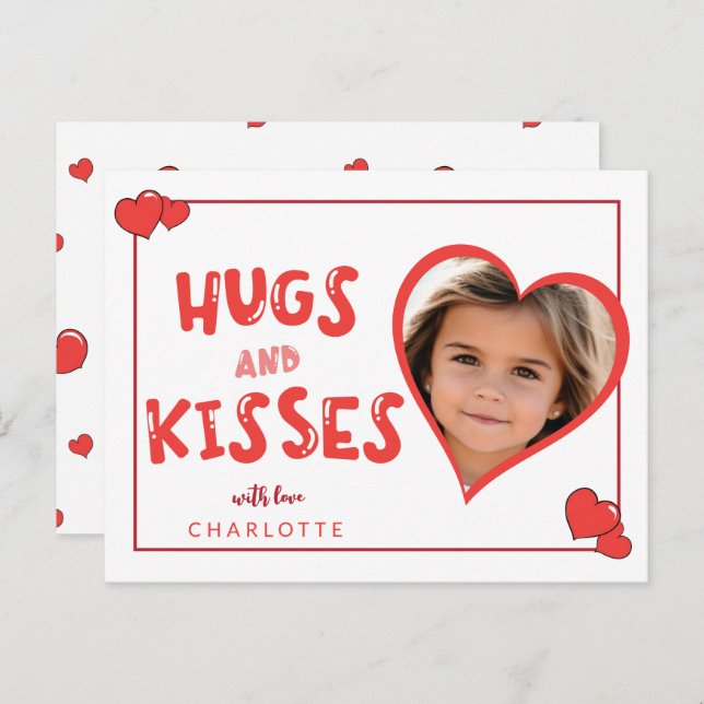 Hugs And  Kisses Valentine's Day Custom Photo Postcard (Front/Back)