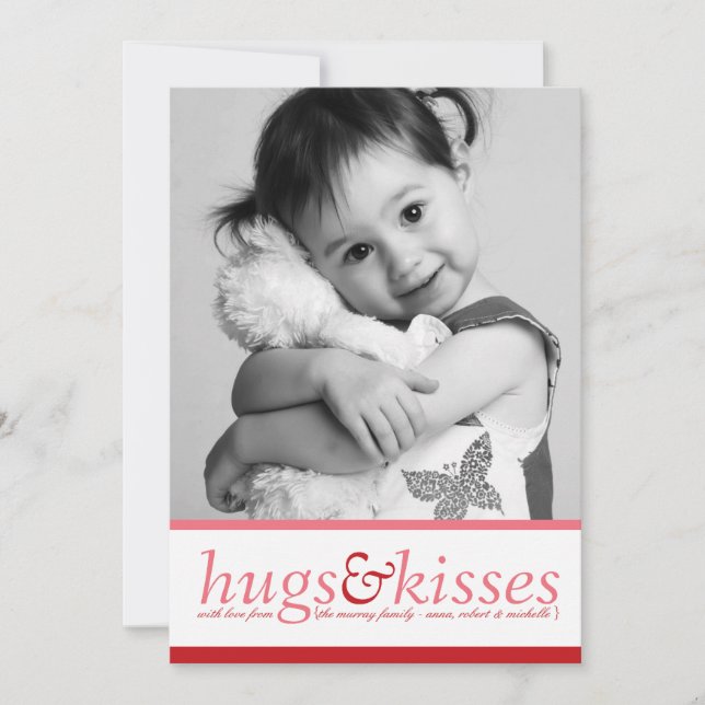 Hugs and Kisses Valentines Day Photo Holiday Card (Front)
