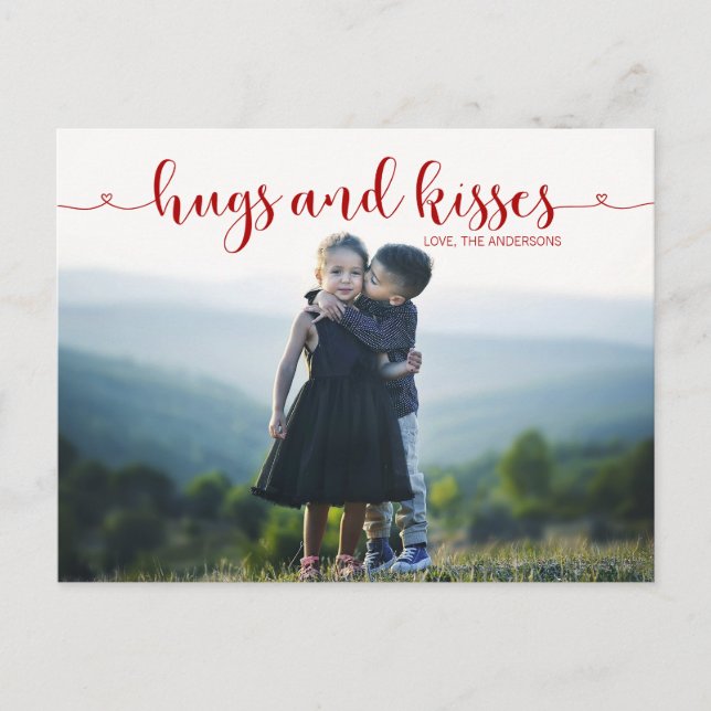 Hugs and Kisses Valentine's Day Photo Postcard (Front)