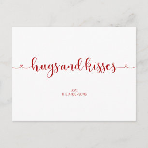 Hugs and Kisses Valentine's Day Postcard