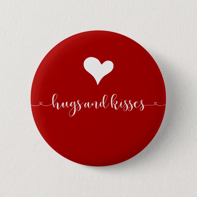 Hugs and Kisses Valentine's Day Round Button (Front)